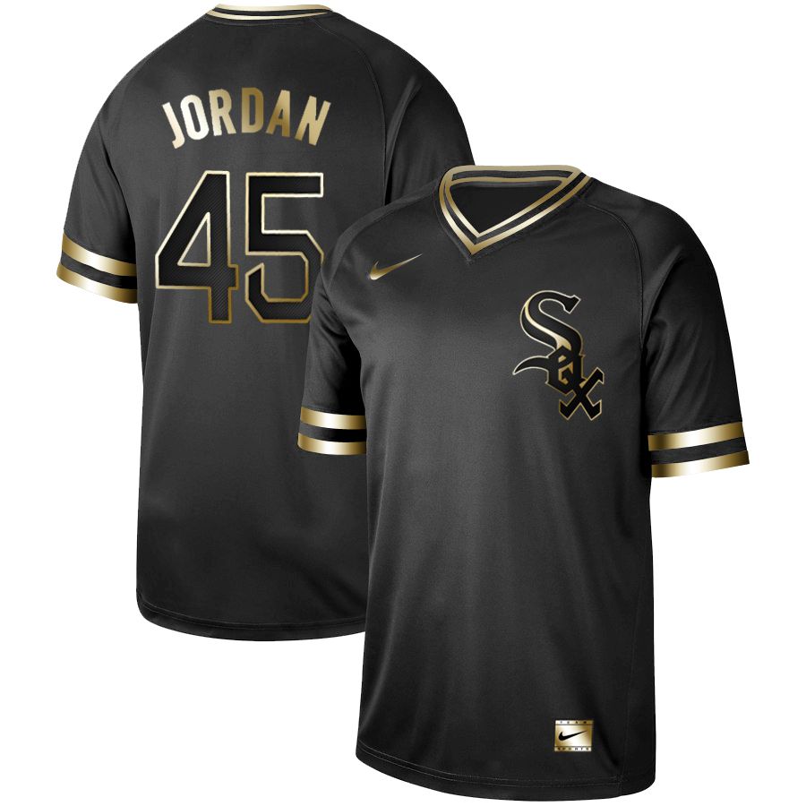 Men Chicago White Sox #45 Jordan Nike Black Gold MLB Jerseys